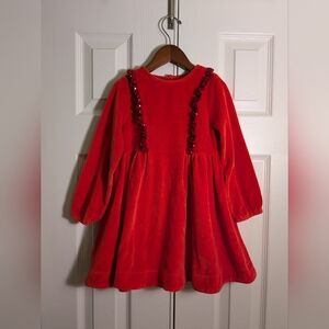 Red Velour Mini Boden Dress Size 4T